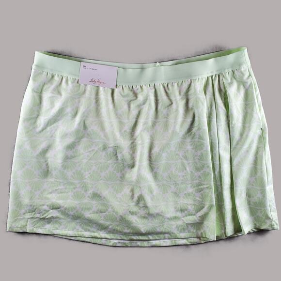 Lady Hagen Womens XXL Pull On Side Pleat Skort Mint Green Seashells Pockets New - Picture 1 of 7